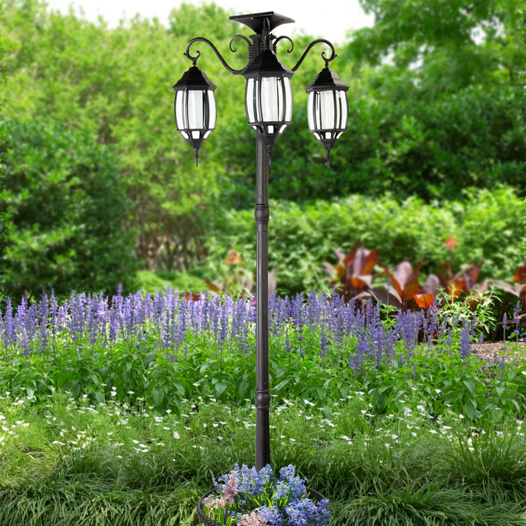 Solar light lamp post 2024 with planter base